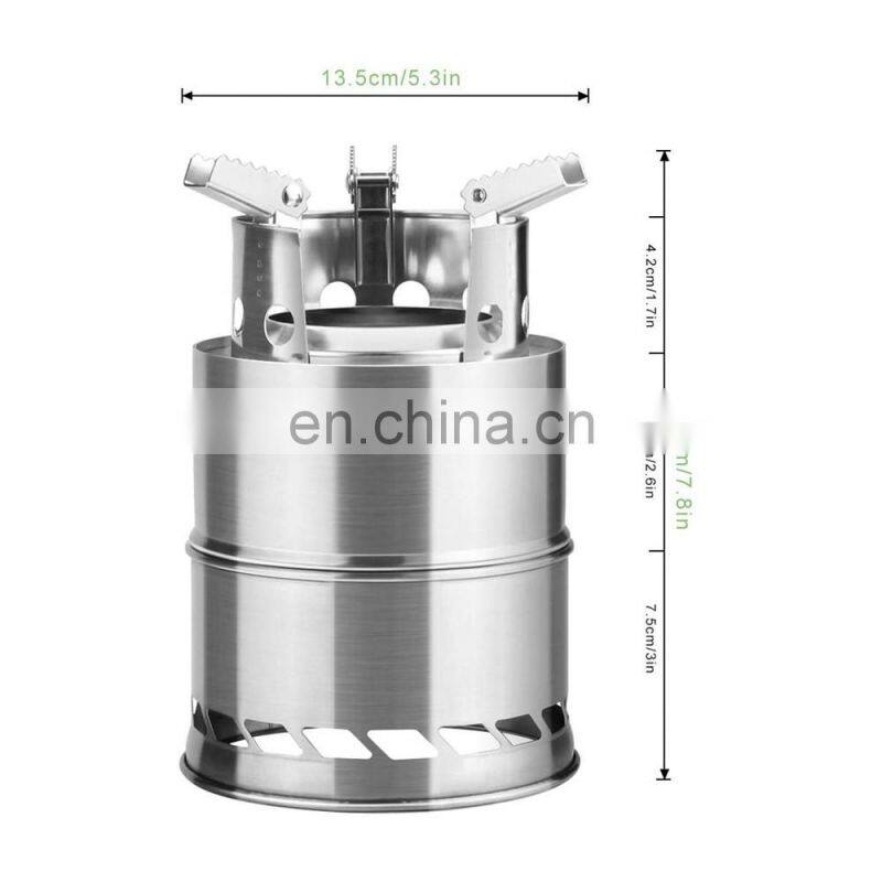 Portable Wooden Stove Wood Carburettor Folding and Windproof Stainless Steel for Camping, BBQ, Picnic, Outdoor Backpacking
