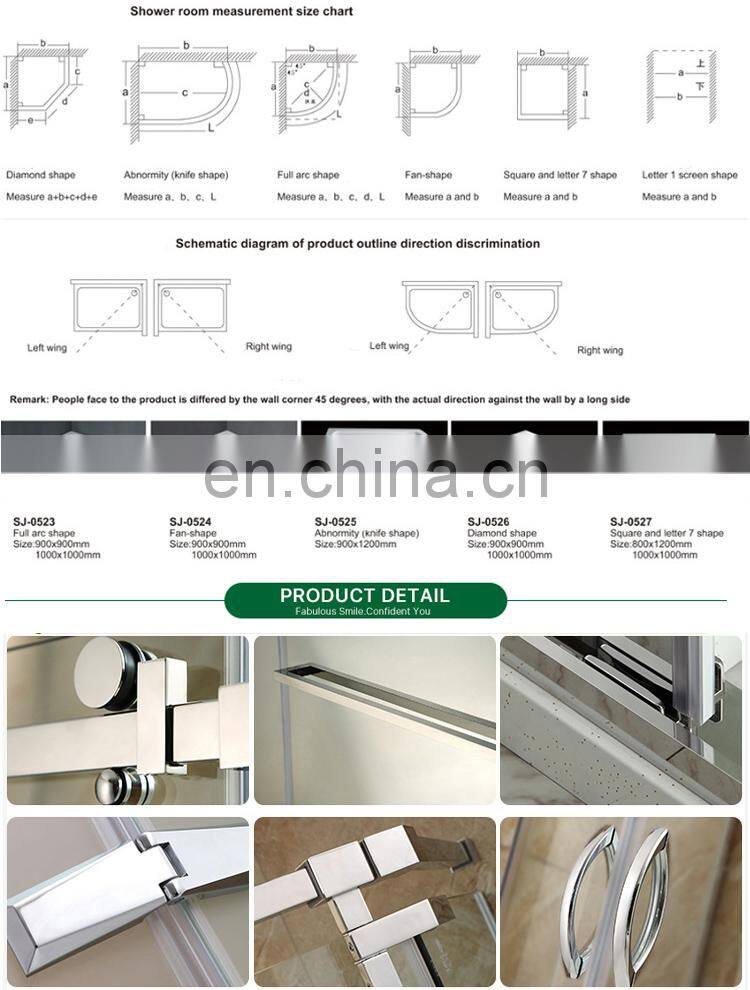 Wholesale Custom Modern Sliding Hotel Frameless Tempered Glass Shower Rooms Bathroom