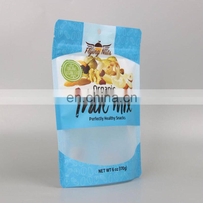 Custom printed Resealable transparent matte polyester film plastic packaging food bag with zipper