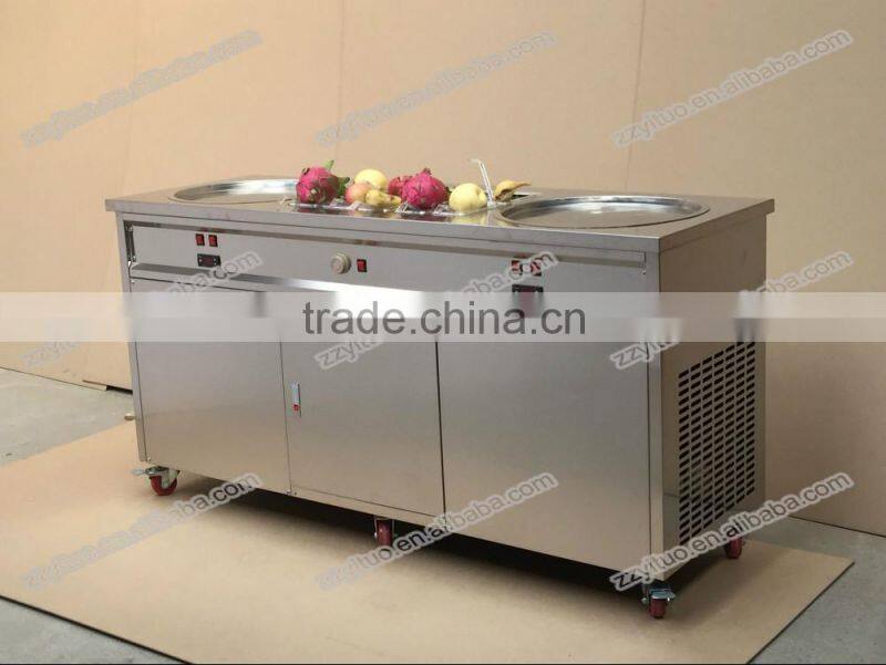 New Design Popular Double Plat pans Ice Cream Cold Plate Machine