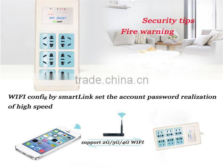 APP Remote Control 3 Outlets 6 Plugs Extension Home Alarm Smart WiFi Power Socket Compatible with 16pcs 315Mhz OR 433Mhz Sensors