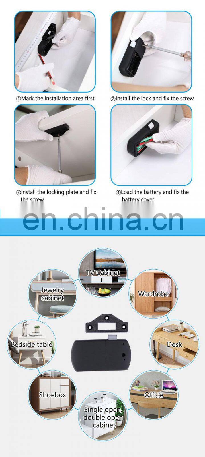 WE.LOCK Electrical Control APP Funiture Wooden Card Lock for Jewelry Cabinet