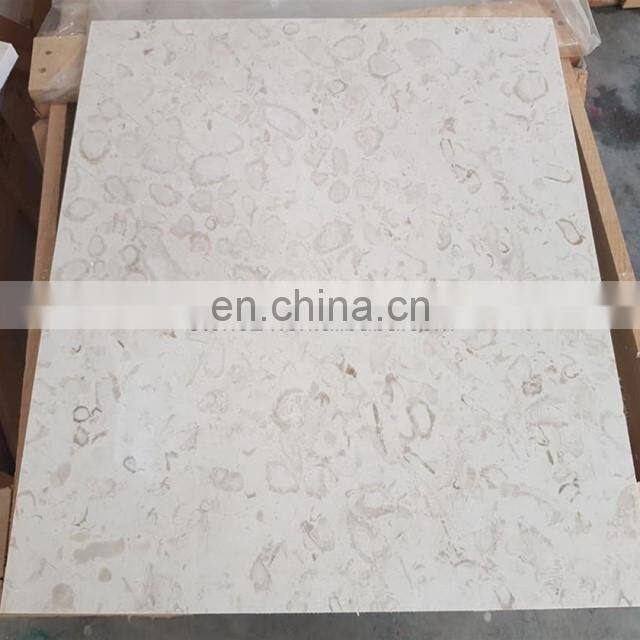 Polished Fossil Beige marble tiles and slabs