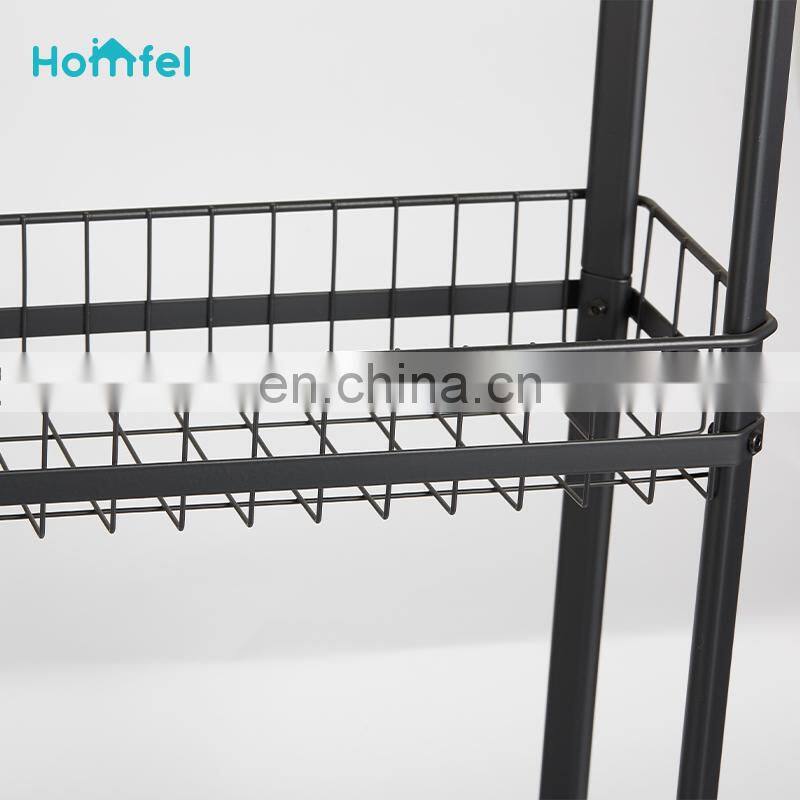 3 Tier Rolling Utility Cart with Wheels Multifunctional Metal Storage Cart Organizer Adjustable Trolley Cart with Handle