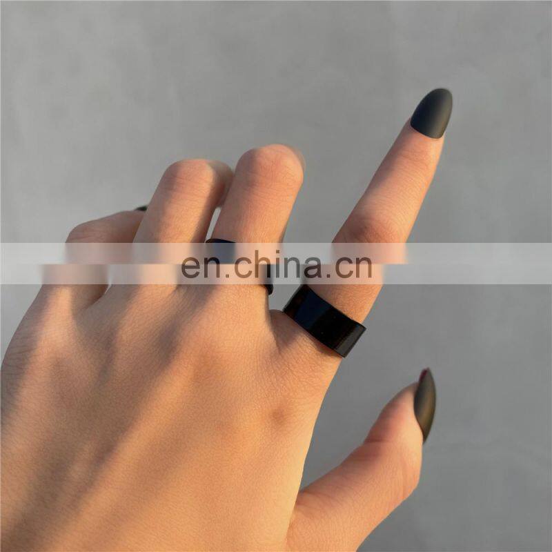 6Pcs/set Punk Finger Rings Minimalist Smooth Gold/black Geometric Metal Rings for Women Girls Party Jewelry Bijoux Femme