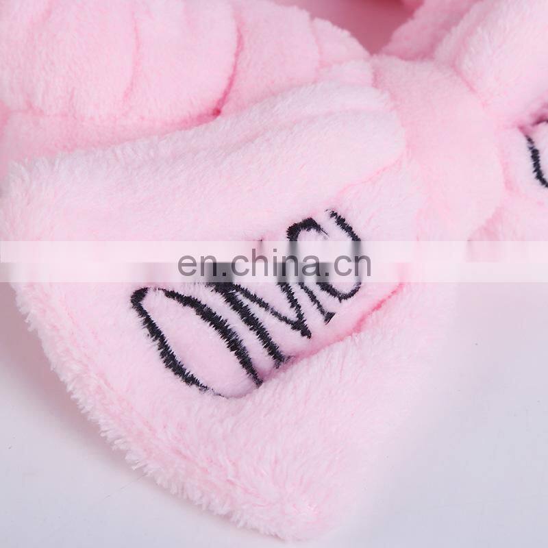 Soft OMG Letter Coral Fleece Wash Face Bow Hairbands For Women Girls Headbands Headwear Hair Bands Turban Hair Accessories