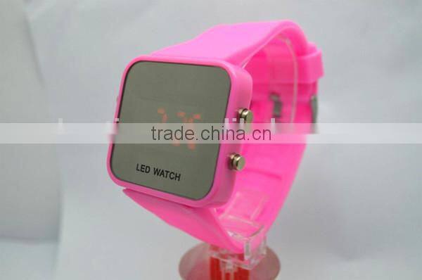 led jelly electronic watches mirror watches with silicone band, bright led lights,alloy watch case