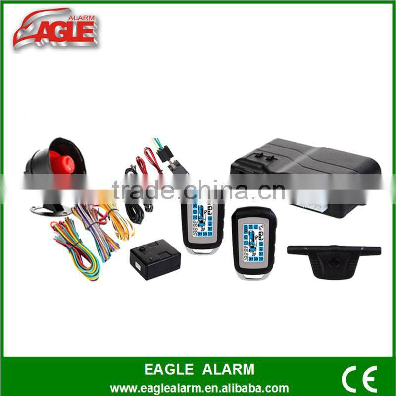 China factory made wireless two way car alarm system with remote engine start function two stage shock sensor