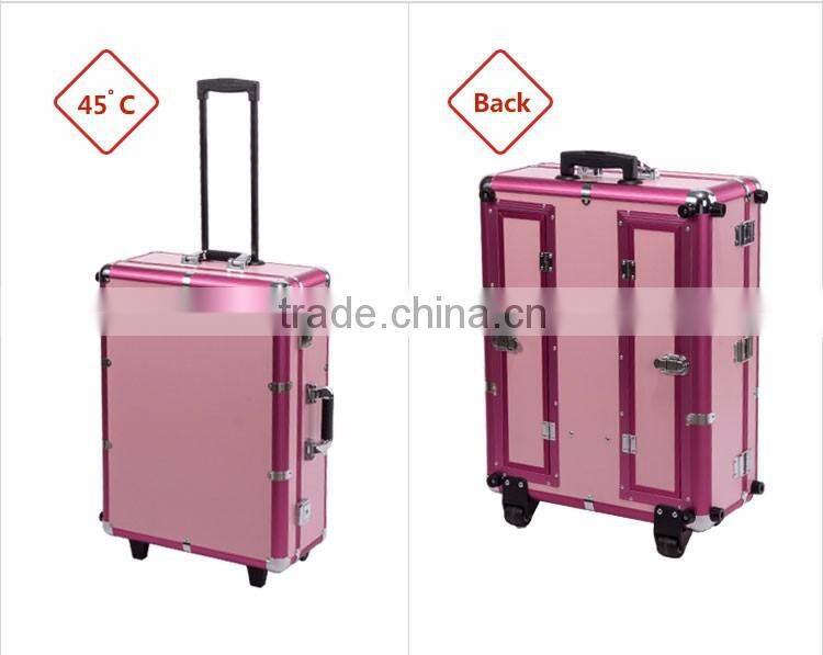 Guangdong Manufacturer Promotional Makeup Design Fashion Aluminum Cosmetic Case makeup trolley case with lighted mirror