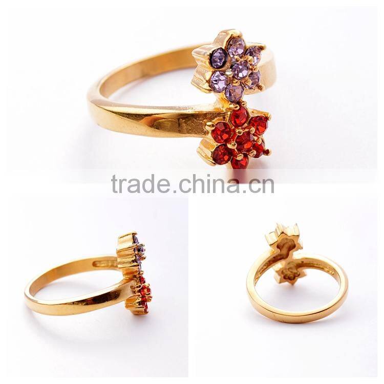 Alibaba in russian red stonne jewely twins flower diamond finger rings