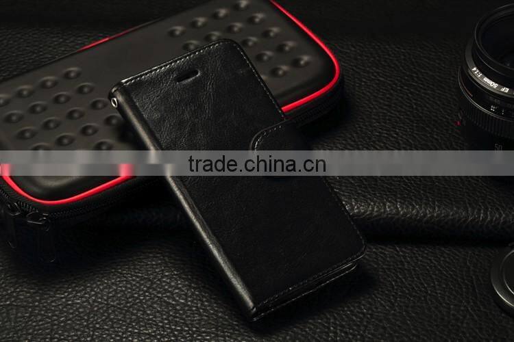 2016 Wholesale PU leather smart phone real leather phone cover for Iphone 6 wallet case