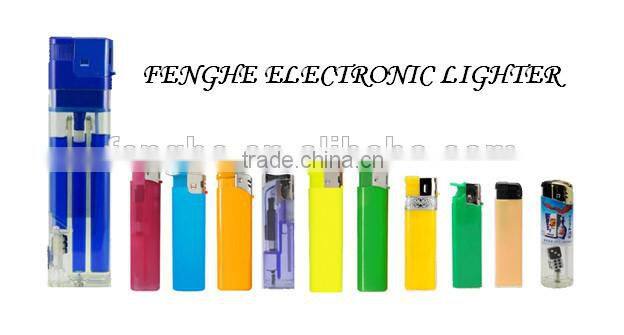 high quality disposable or refillable electronic plstic gas lighter FH-809 with wrpped sticker