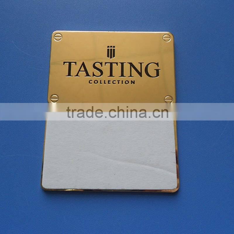 Gold Plating Black Engraving Company Logo Adhesive Sticker Metal Plate