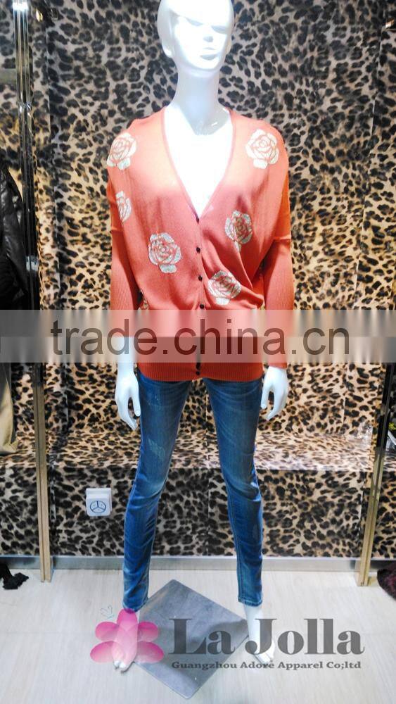 2016 Wholesale Ladies fashion long sleeve wool blouses sweater for women