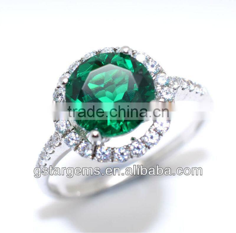 925 Stering Silver Created Emerald Set Hot Gemstone Jewelry Hong Kong Wholesale