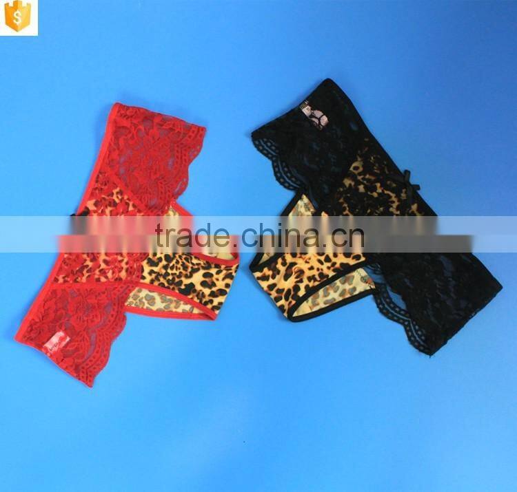 Extreme nylon lace fabric and leopard cotton women string