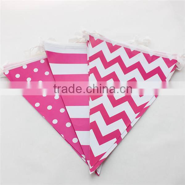 Chevron/ Striped/Polka Dot Paper Flag Banners for Graduation Party Baby Shower Party Birthday Party