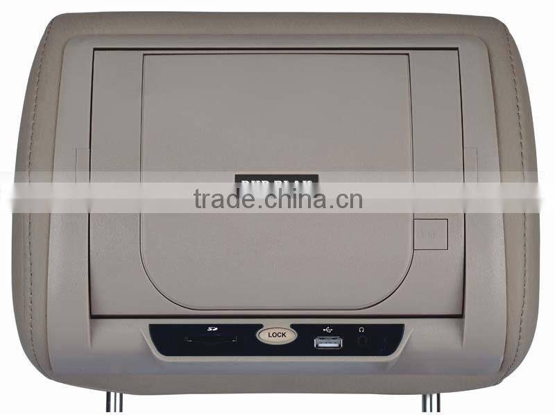 Rotatable panel 7inch Headrest DVD player with USB,SD,built in games/IR&FM transmitter.