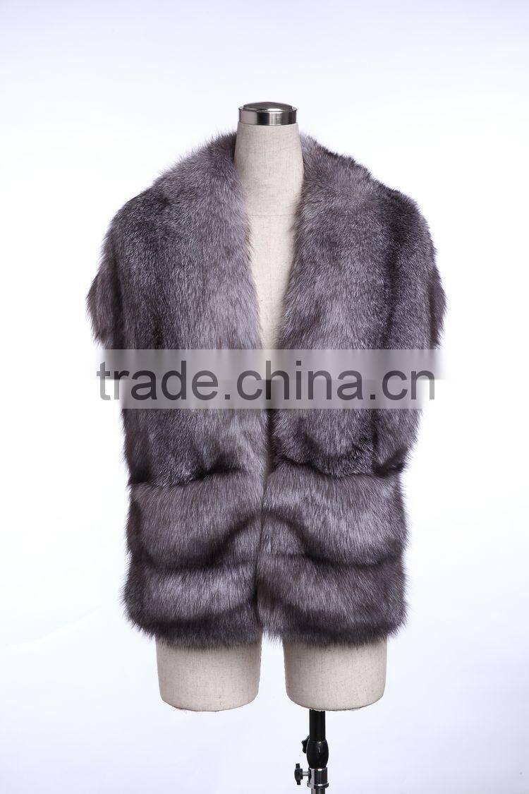 QD29240 Genuine Silver Fox Fur Shawl