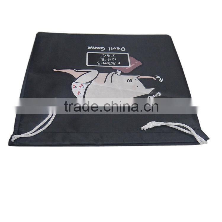 Online shopping cute cartoon gifts bag,black polyester clothes holding bag,light tote pouch