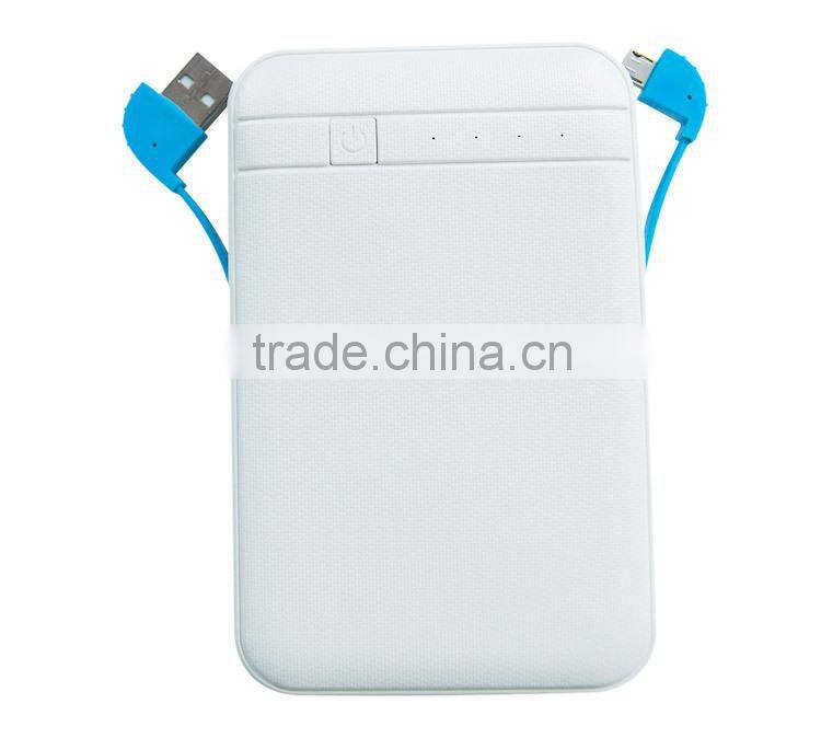 Dual USB cables power bank Portable Power Bank Emergency External Battery Recharge Standby Power