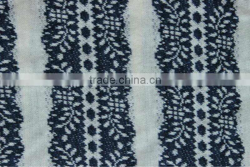 100% blue and white cotton jacquard fabric