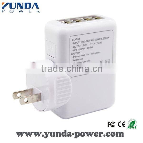 UK / EU / US Optional Plug 4 USB Ports Travel Charger