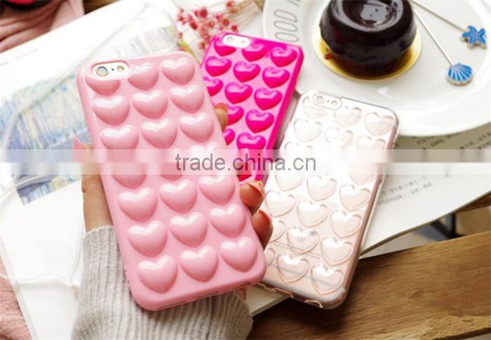 hand strap cute fashion soft tpu cover heart case for iphone 6 6s plus