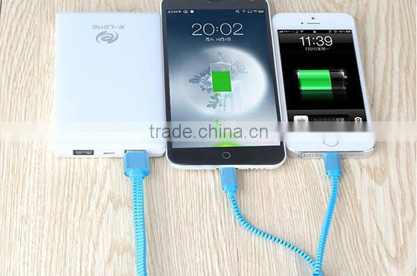High quality charging and data sync 2 in 1 zipper USB cable