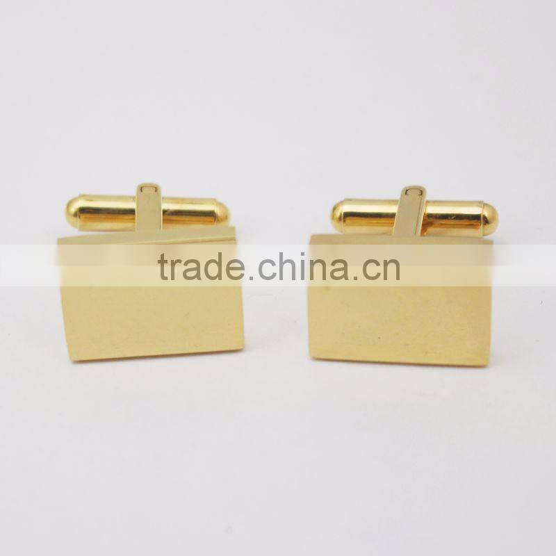 Custom Stainless Steel Rectangle Gold Plated Cufflinks Blanks