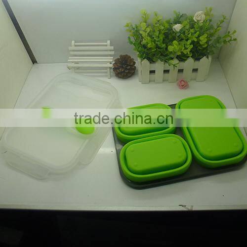 Hot selling collapsible lunch box/collapsible food container/foodgrade silicone lunch box