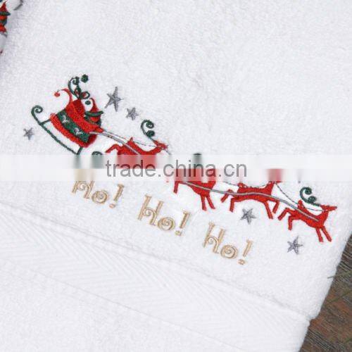 100% cotton Christmas Santa on the Go Holiday Embroidery Hand Towel
