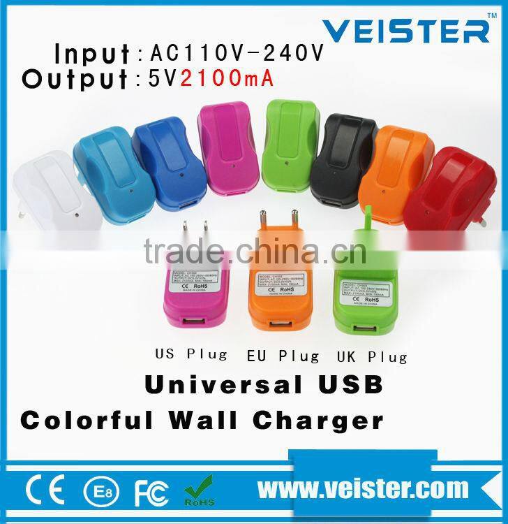 UK Plug,5V 2.1A USB AC Power Wall Charger 3 pin UK Plug for iphone/samsung