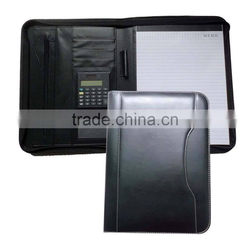 Custom Leather Conference Portfolio With Side Pocket