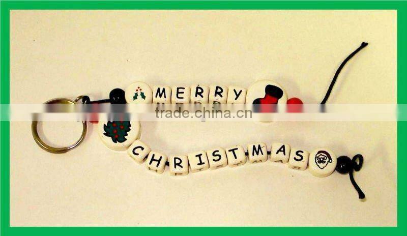 Christmas Ceramic Beaded Name Keychain