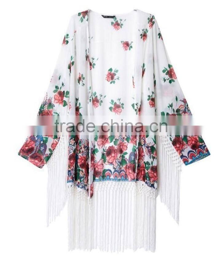 New Arrive Printing Long Design With Tassels Beach Dress Camilla Kaftan
