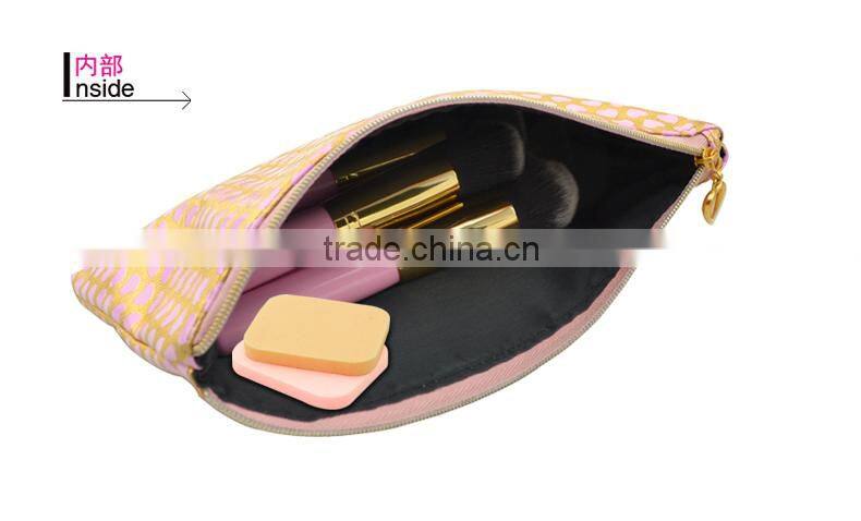 Golden Color With Heart Printing Makeup Brush Bag Case High Capacity