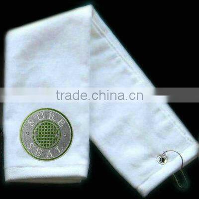 terry cotton navy golf towels with embroidery