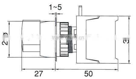 22mm IP65 Waterproof 2 Position Spring Return Long Lever Selector Switch (LRS222)