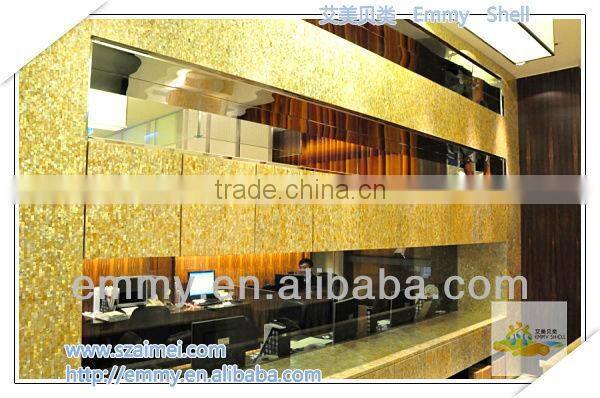 Brick yellow mother of pearl mosaic gold shell mosaic wall tile