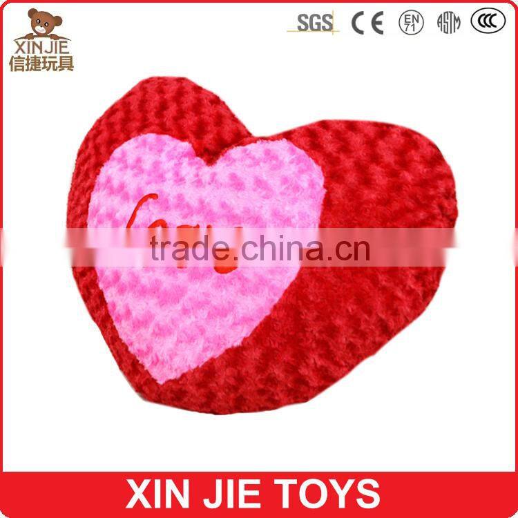 hot sale red plush love heart shape embroidered pillow and cushion