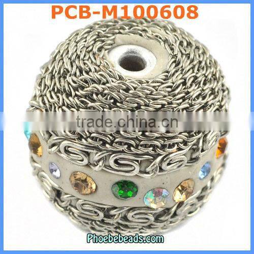 Wholesale Silver Color Indonesia Crystal Metal Jewelry Beads PCB-M100608
