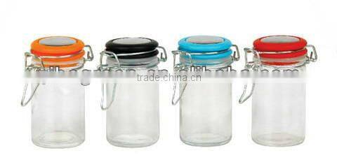 LB107K3/4P glass spice jar with decal printing with pvc box