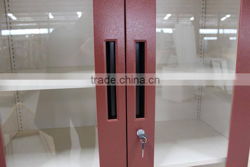 Red color metal filing cabinet locker