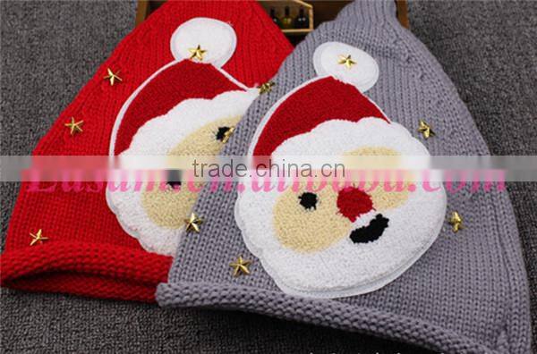 2015 New design santa design wool knitted cute winter christmas hat