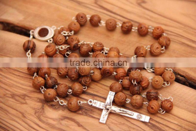 Olive Wood Carved Beads Rosary