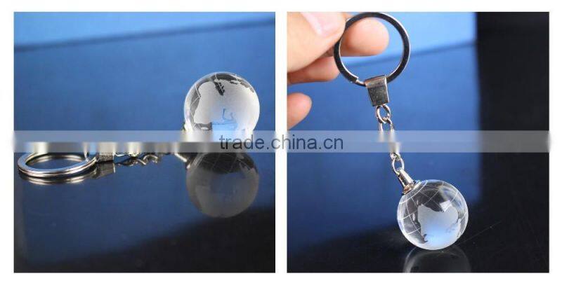 Glass Earth Ball Keyring Crystal Globe Keychain