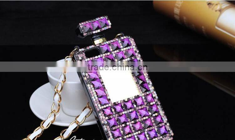 With PU chain Perfume Bottle Eiffel diamond case cover for iphone 5"