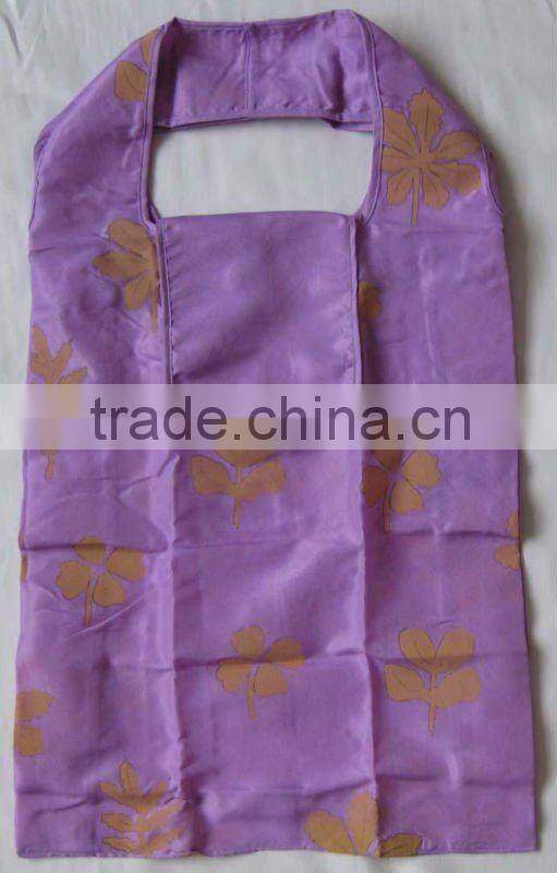 polyester folding foldable tote shopping bag with handle button