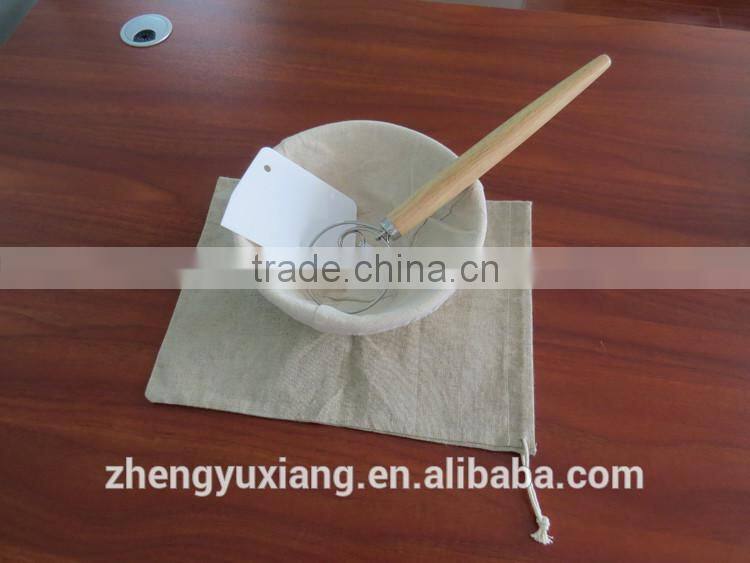 Rattan bread proofing banneton basket set-Banneton with liner+Silicone dough scraper+Dough whisk + Linen bread bag